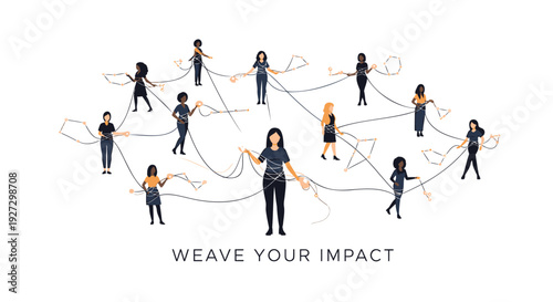 Diversity and teamwork vector icon set, Includes collaboration, community, connection, impact, influence, network, partnership, unity, and weave concepts. Created in modern line style with
