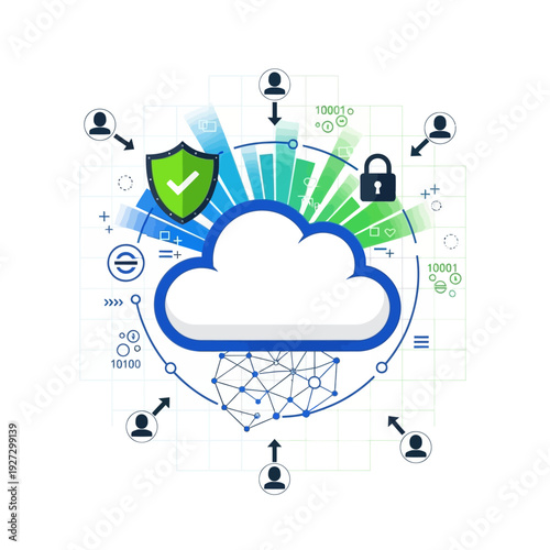 Secure cloud computing network illustration
