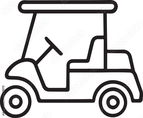 Golf Cart Line Art Illustration, Coloring Book Page Line Art Drawing