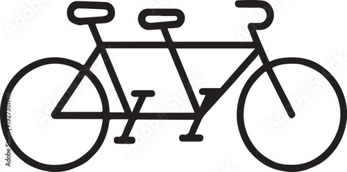 Two people on tandem bicycle ride together bike team concept riding travel contour outline line icon black color vector illustration image thin flat style