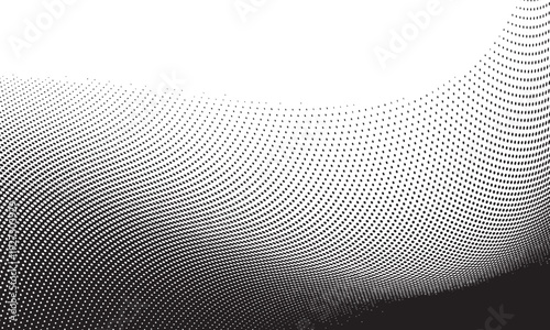 Grunge Halftone paper effect. Halftone crumpled paper texture with black a dotted, rough, and wrinkled surface. Wrinkled white paper in halftone collage style. Vector background
