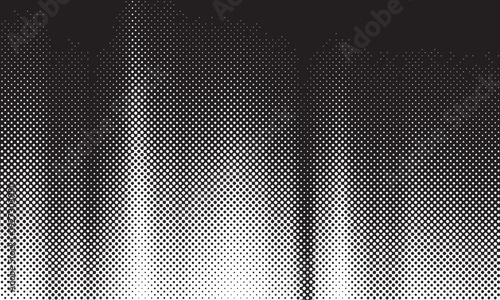 Grunge Halftone paper effect. Halftone crumpled paper texture with black a dotted, rough, and wrinkled surface. Wrinkled white paper in halftone collage style. Vector background