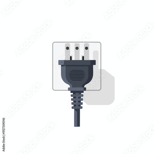 Close Up of a Standard Electrical Power Plug on a White Background