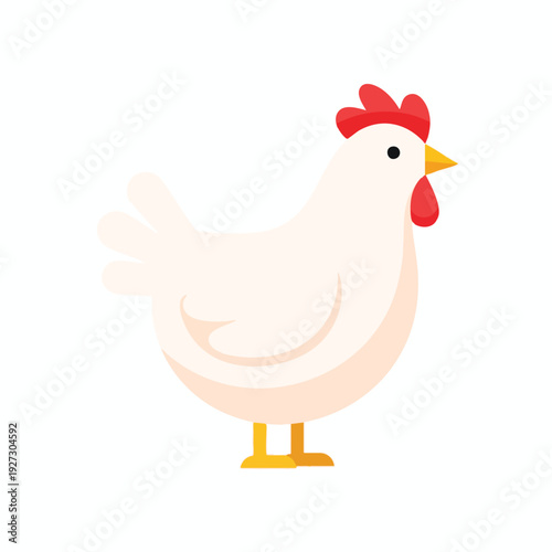 Cute White Chicken Illustration for Farm and Food Themes