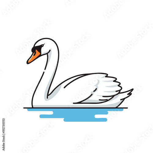 Elegant White Swan Gliding on Calm Water in Tranquil Nature Scene