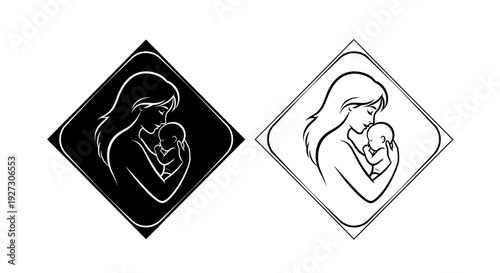 Mother's day love and care symbol with heartfelt embraces Vector