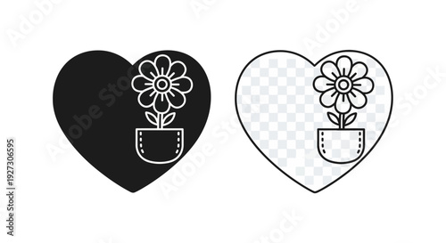 Mother's day heart flower pot valentine's day love gift illustration Vector