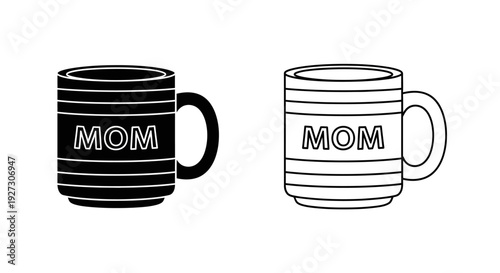 Mother's day mugs celebrating mom with striped coffee cups for special occasions Vector