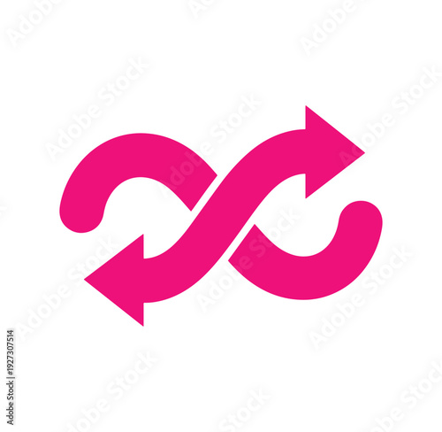 magenta arrows crossing and turning in opposite directions