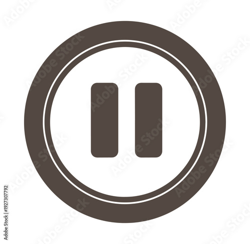 Pause button icon in a circle isolated on transparent background