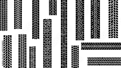 Background with tire wheel marks of cars. Vector illustration
