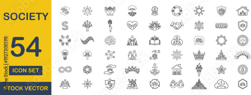Society icon set. Editable line icons. Vector illustration - stock vector