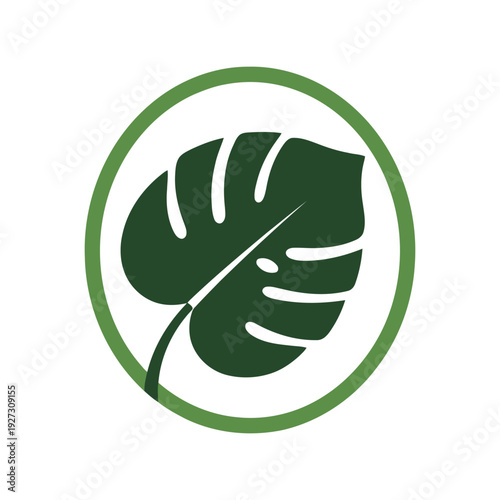 Monstera Leaf Vector Clipart Green Tropical Plant Icon Isolated on White Background