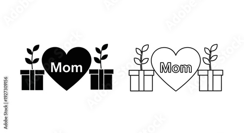 Mother's day love gift box illustration Vector
