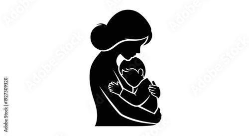 Mother's day silhouette of a mother holding a baby, celebrating love and bonding Vector