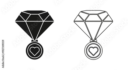 Mother's day diamond medallion gift icon set Vector