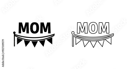 Mother's day banner design with mom text and pennant flags Vector