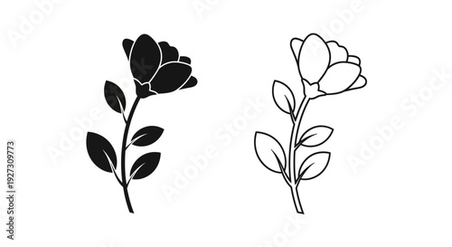 Mother's day floral illustration, minimalist line art, botanical drawing, gift ideas Vector