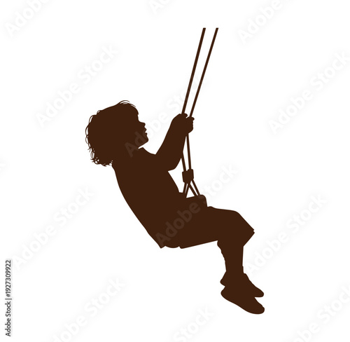 silhouette of a child swinging on a swing set outdoors recreational activity