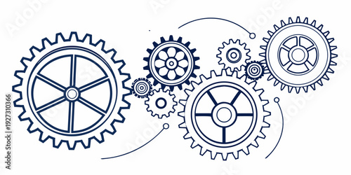 Intricate mechanical gears interconnected in a complex arrangement