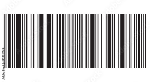 Close up of a standard black and white barcode on a Transparent Background, symbolizing product identification