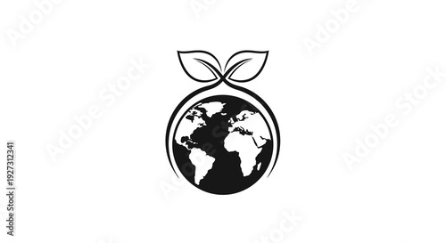Black silhouette illustration of the Earth with leaves on a white background, symbolizing World Forest Day and international environmental events.