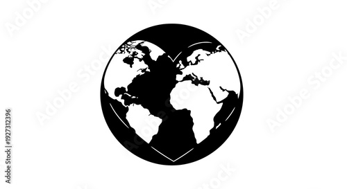 Black silhouette illustration of the Earth on World Forest Day, symbolizing global environmental awareness with a minimalist design on a white background.