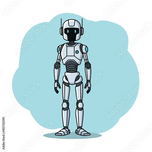 Robot character in a futuristic metallic suit standing alone