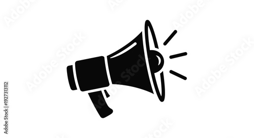 Black megaphone icon on a white background a striking silhouette