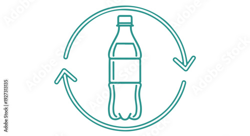 Recycling symbol with a plastic bottle, eco friendly icon, sustainability concept, green illustration