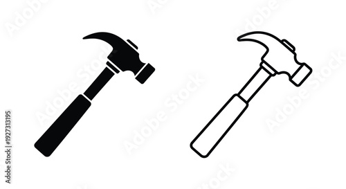 Two hammers in different styles black and white silhouette