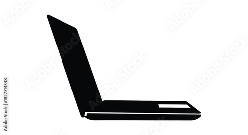 Black laptop in profile view a modern digital silhouette