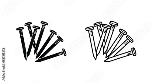 Arrangement of nails in two groups a striking black silhouette