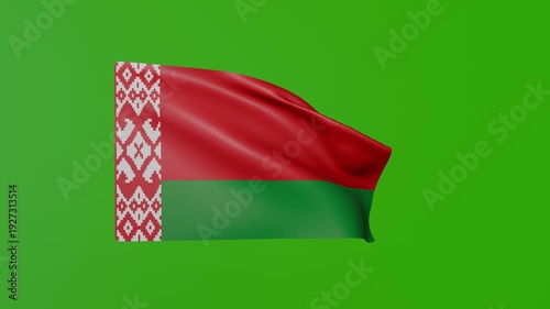 Official Flag of Belarus Waving on Green Screen Background – Seamless Loop Animation