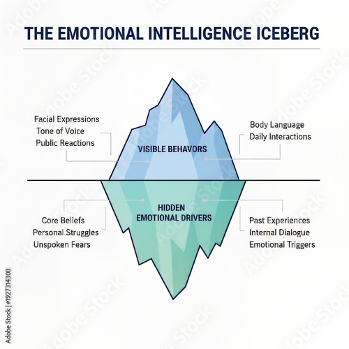 Emotional Intelligence Iceberg Model – Visible Behaviors and Hidden Emotional Drivers Infographic