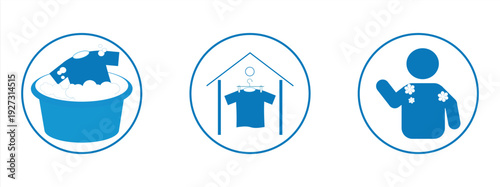 vector icon of laundry with step by step, simple laundry silhouette design, editable and isolated on a white background