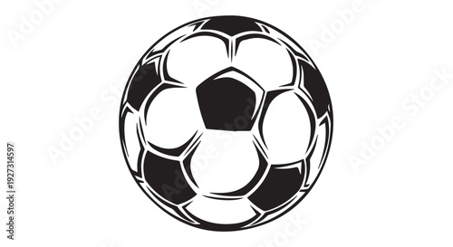 Detailed black and white illustration of a soccer ball on a Transparent Background, symbolizing sports and recreation.