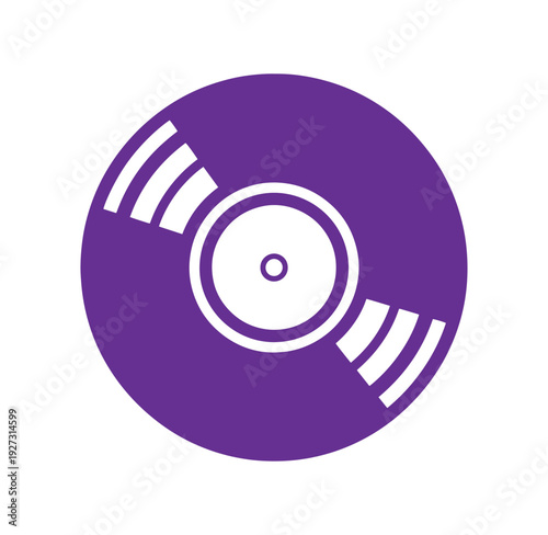 Purple vinyl record with white lines on transparent background