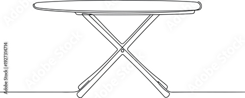 Ironing Board Continuous Line Icon, Minimalist Folded Laundry Room Outline