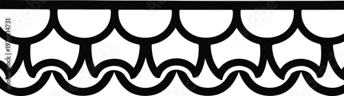 silhouette horizontal border with geometric wavy repeating ornament pattern vector design