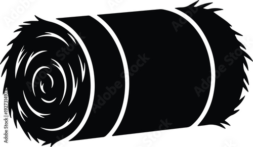 silhouette of a round hay bale for farming and agriculture vector design