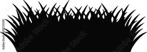 silhouette of lush lawn grass for nature landscape borders vector design