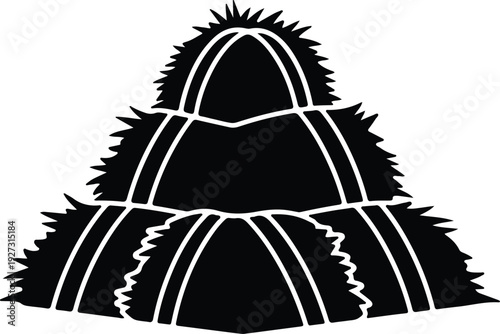 silhouette pile of dried hay bales for farm harvesting theme vector design