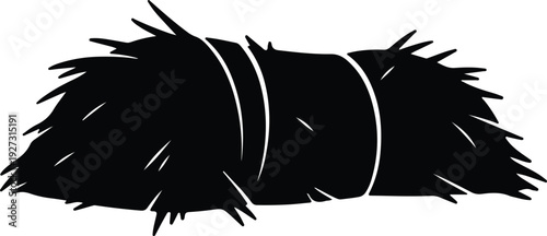 silhouette rectangular dry hay bale for agricultural harvest farm landscape vector design