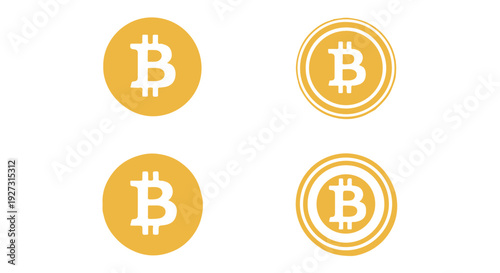 Golden bitcoin symbols arranged in a square on Transparent Background, representing cryptocurrency and digital finance concepts.
