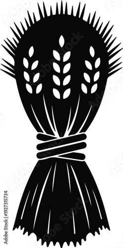 silhouette wheat sheaf bundle icon for agriculture and harvest vector design