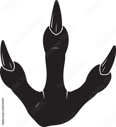 Dinosaur claw with sharp nails on white background
