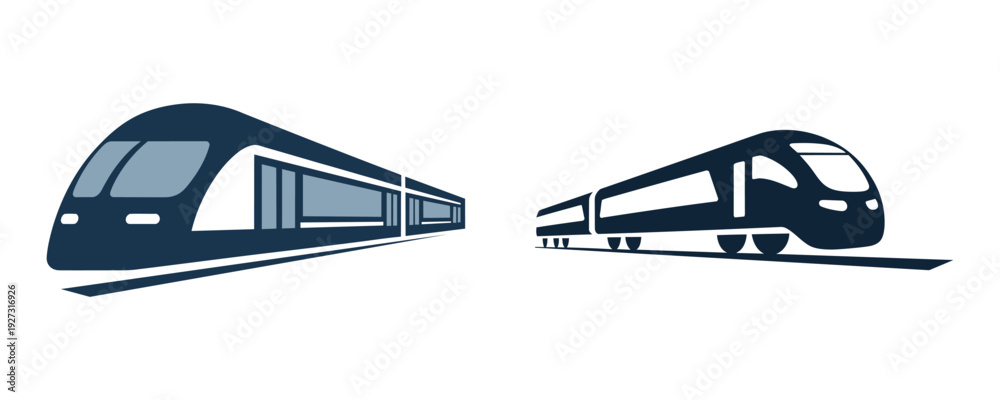 Fototapeta premium Modern trains speeding on tracks in sleek design
