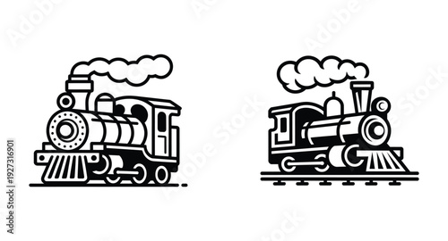 Vintage steam trains in motion on railway tracks