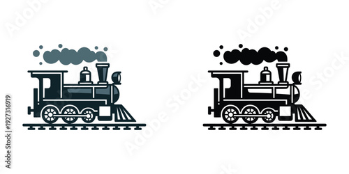 Vintage Train Locomotive with Smoke Illustration